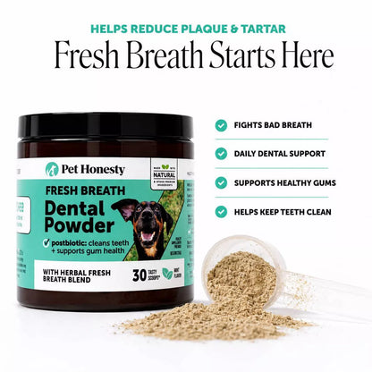 Pet Honesty Fresh Breath Dental Powder Mint Flavor for Dogs - 5.29Oz