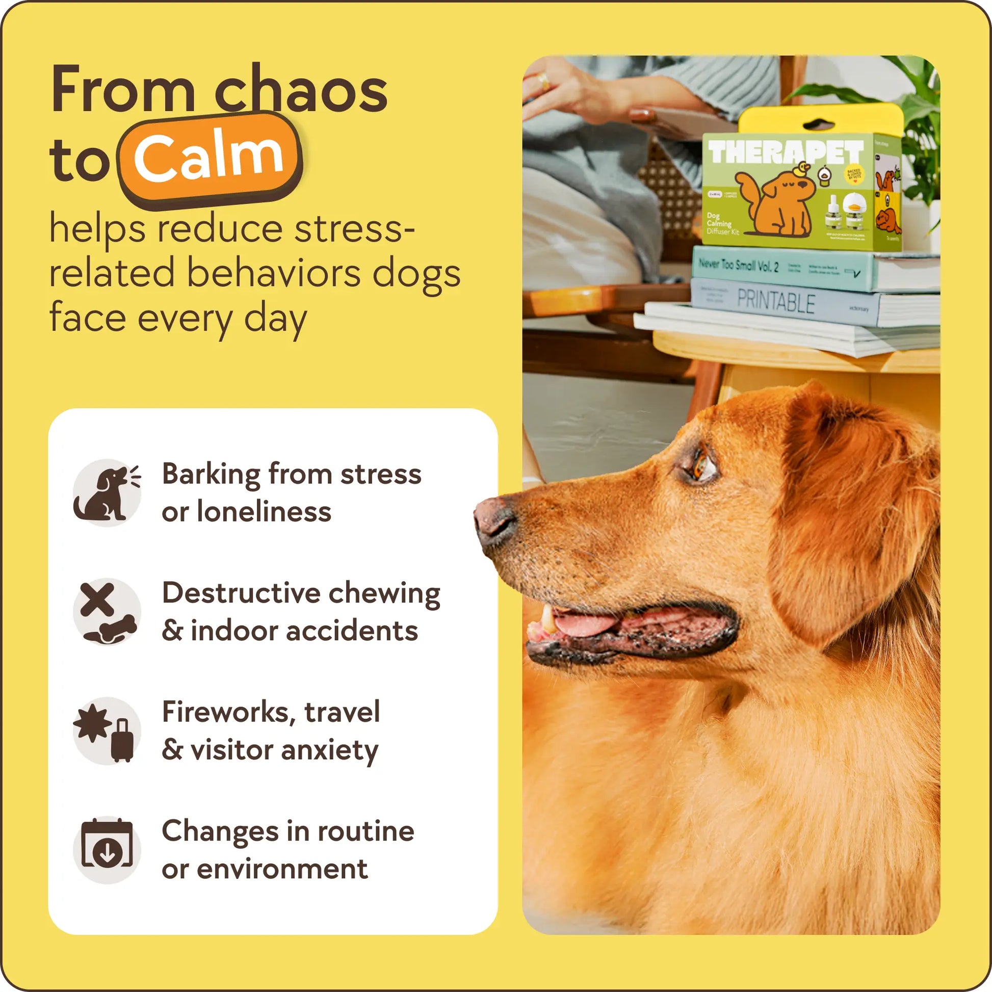 Therapetmd 60-Day Dog Calming Diffuser - Helps with Stress, Destructive Behavior, Pee Accidents, Separation Anxiety, Barking, Aggression & Chewing - 60-Day Refill Included - Packaging May Vary - Results May Vary
